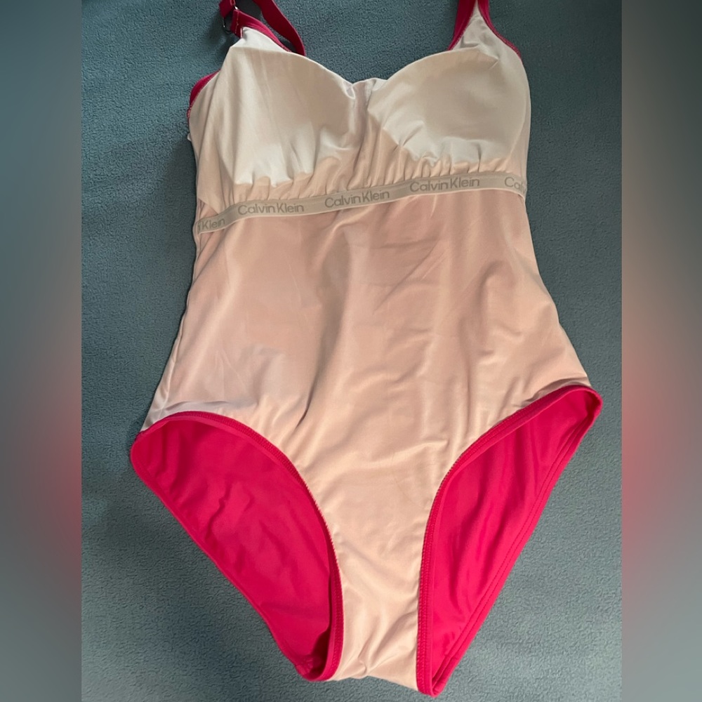 Calvin Klein size 10 bright pink one piece bathing suit - Picture 8 of 10